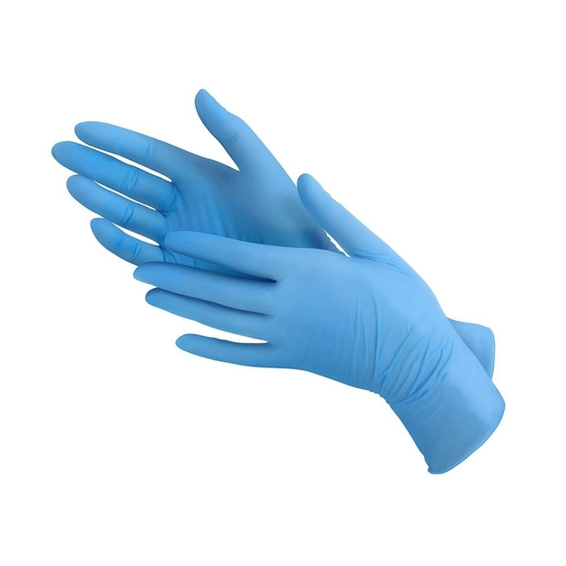 Рукавички нітрилові Medicom Vitals Blue оглядові текстуровані без пудри блакитні розмір L 100 шт (3 г) - зображення 2