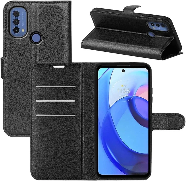 Чохол IETP для Motorola Moto E20 / E40 шкіра PU з візитницею чорний - Фото 1 Чохол IETP для Motorola Moto E20 / E40 шкіра PU з візитницею чорний - зображення 1