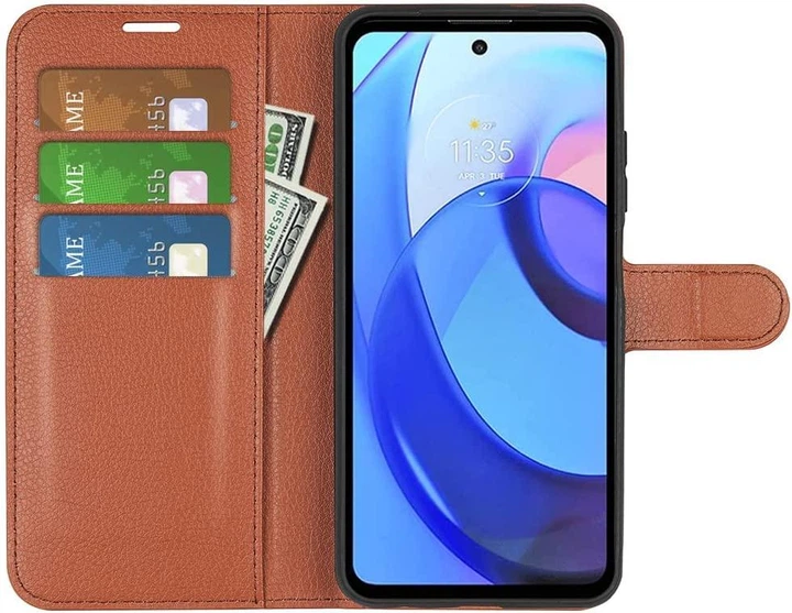 Чехол IETP для Motorola Moto E20 / E40 книжка кожа PU с визитницей коричневый - изображение 5