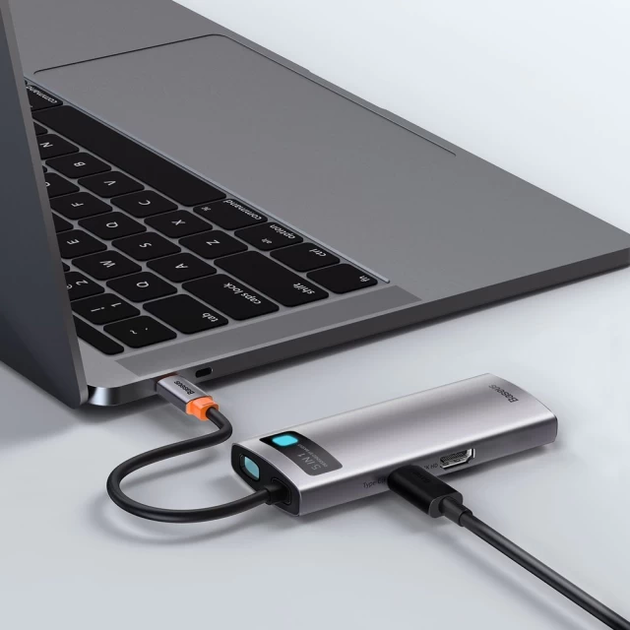 USB-хаб Baseus Metal Gleam Series 5-in-1 Multifunctional （Type-C to HDMI*1+USB3.0*3+PD*1) (CAHUB-CX0G) - изображение 20