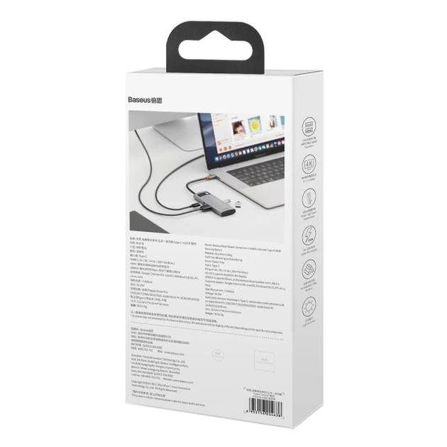 USB-хаб Baseus Metal Gleam Series 5-in-1 Multifunctional （Type-C to HDMI*1+USB3.0*3+PD*1) (CAHUB-CX0G) - изображение 5