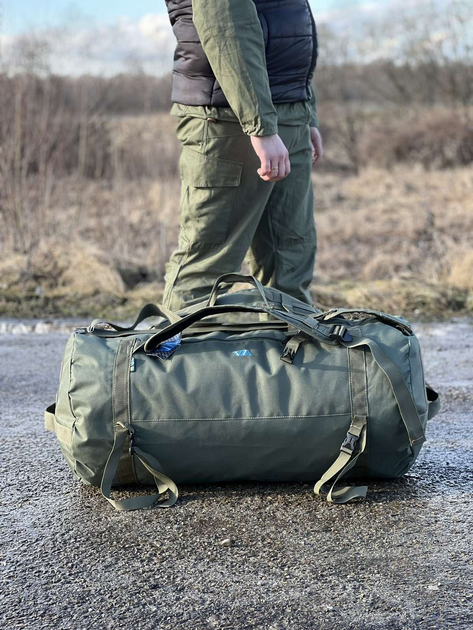 Рюкзак тактичний військовий баул 100 літрів із вологовідштовхувальної тканини Олива - зображення 2