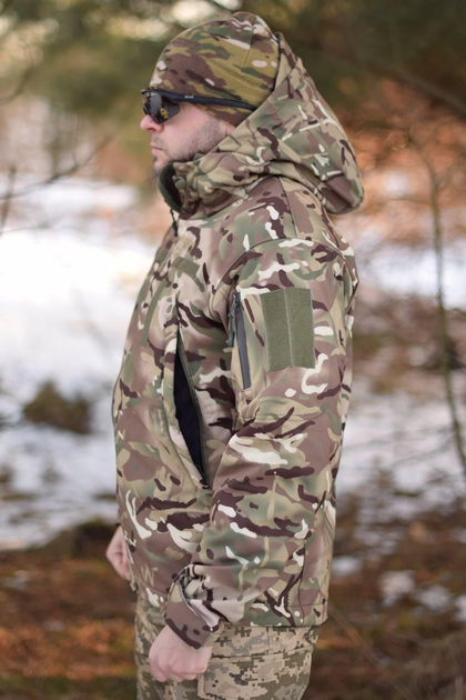 Тактична куртка Softshell армійська військова флісова куртка колір мультикам софтшел розмір 50 для ЗСУ - зображення 2