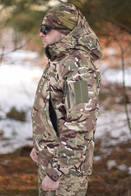 Тактична куртка Softshell армійська військова флісова куртка колір мультикам софтшел розмір 54 для ЗСУ - зображення 2
