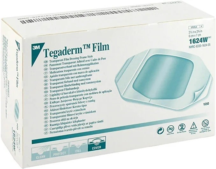 Прозора плівкова пов’язка рамкового типу 3M™ Tegaderm™ 1624W, 6 x 7 см. - изображение 1
