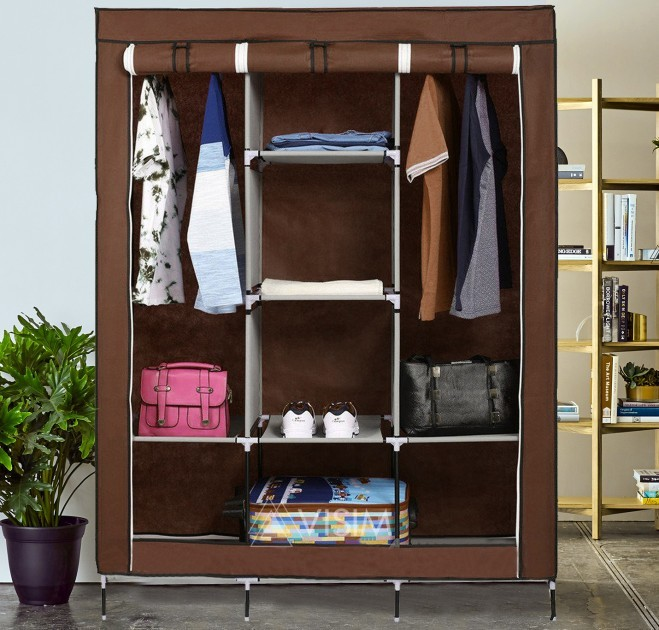 Складной тканевый шкаф Storage Wardrobe 28130 коричневый от продавца ...