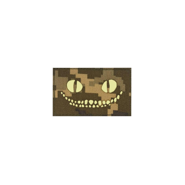 Шеврон на липучке Laser Cut UMT Cheshire Cat ЗСУ 8х5 см люминисцентный Піксель - изображение 1