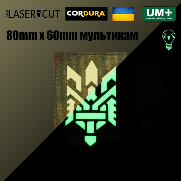 Шеврон на липучці Laser Cut UMT Герб 8х6 см Кордура люмінісцентний Мультикам - зображення 2