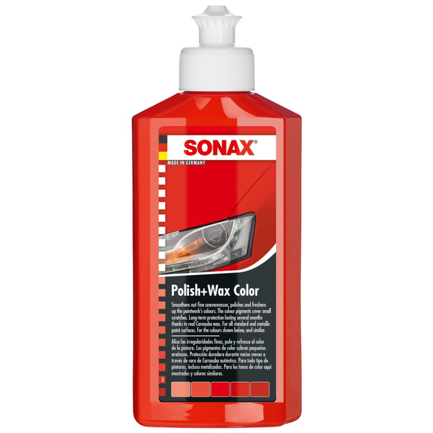 Полироль с воском Sonax Polish & Wax Color NanoPro 250 мл красный ...