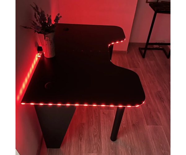 Стіл з LED RGB підсвічуванням комп'ютерний геймерський ігровий DROM Lite Black + підставка під ПК - зображення 3