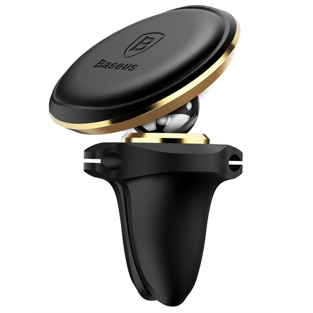 Автомобильный держатель Baseus Magnetic Air Vent Car Mount Holder with Cable Clip, Gold - Фото 1 Автомобильный держатель Baseus Magnetic Air Vent Car Mount Holder with Cable Clip, Gold - изображение 1