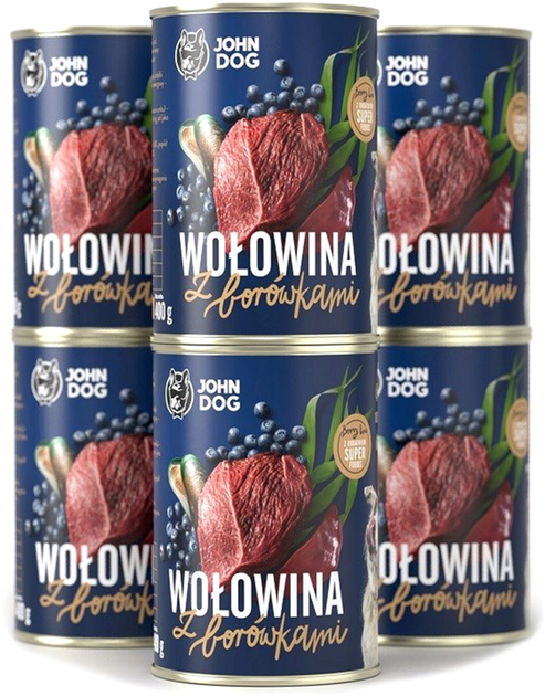 Вологий корм John Dog Berry Adult Beef with blueberries 6 x 400 г (5903246845327) - зображення 1