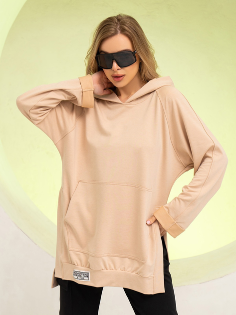 Худи оверсайз женское ISSA PLUS 13743 3XL Бежевое (issa2007682347841 ...