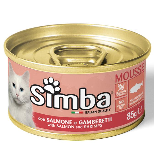 Мусс для взрослых кошек Monge Simba Cat Wet Mousse лосось и креветки 85 ...