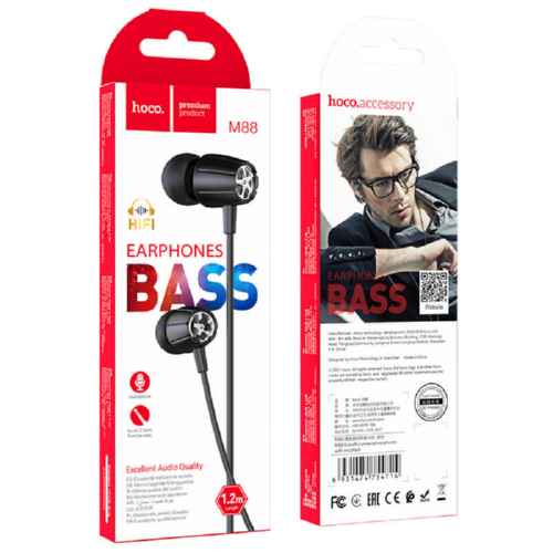 Наушники HOCO Graceful universal earphones with mic M88 black - изображение 4