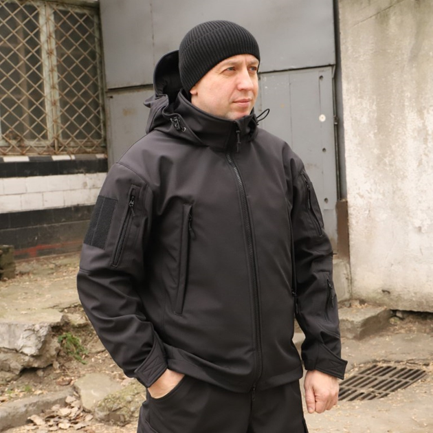 Тактична куртка Softshell. Куртка Софтшелл Haunt-Hanter. Розмір 60 чорний (0016К-1) - зображення 1