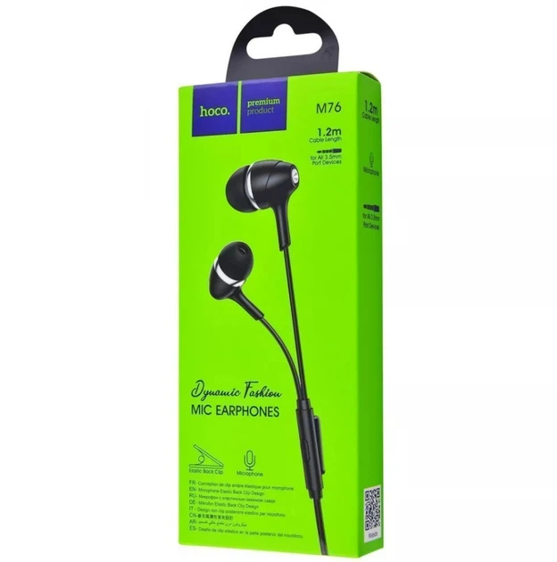 Наушники HOCO Maya universal earphones with mic M76 20-20000 Гц 16 Ом black - изображение 2