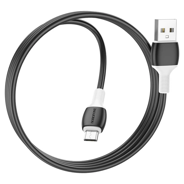 Кабель Borofone BX84 USB - MicroUSB Чорно-Білий 2,4A - Фото 1 Кабель Borofone BX84 USB - MicroUSB Чорно-Білий 2,4A - зображення 1