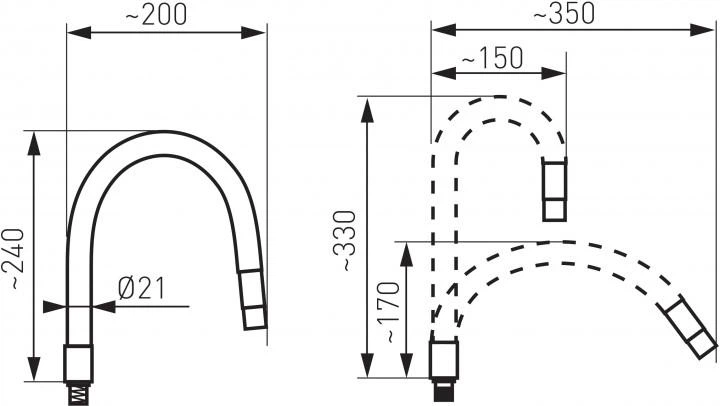 Гибкий силиконовый излив, шланг для кухонного смесителя FERRO Elastico ...