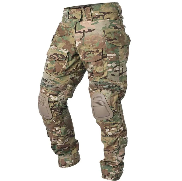 Тактические штаны мультикам спецназа ВСУ с эластичными вставками IDOGEAR G3 Multicam и наколенниками р.XL - изображение 1