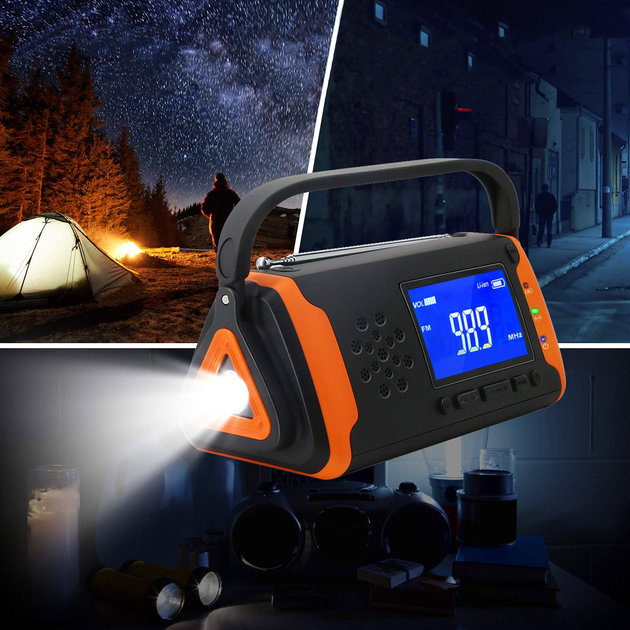 Фонарь кемпинговый KAYINOW 088 4000 mAh с динамо FM-AM радио повербанк - изображение 3