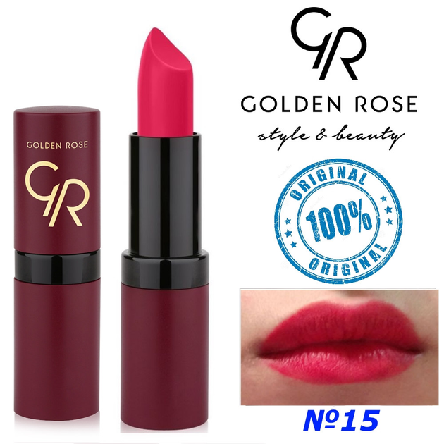 Губная помада Golden Rose №15 Velvet Matte Голден роуз матовая вельвет ...