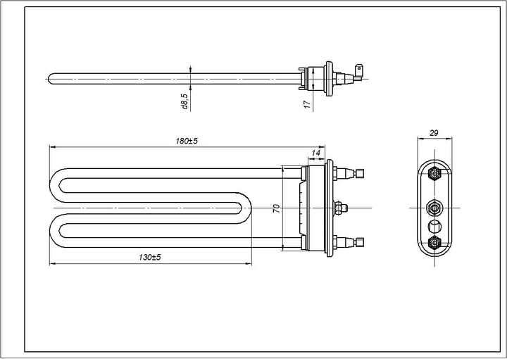 ТЭН (керамический) для стиральной машины Samsung DC47-00006M Kawai TPD 180-SG-1900 L=180 mm 190 W - изображение 7