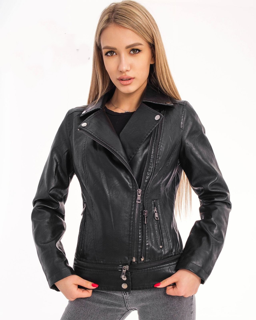 Косуха женская с натуральной кожи Lady of style (KS12GV-2220) M черная ...