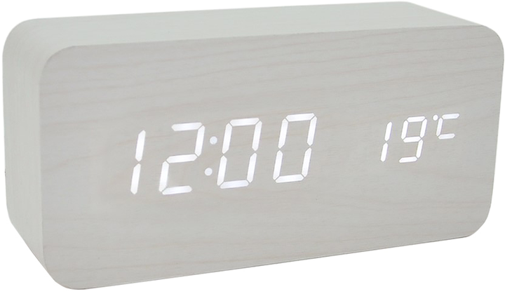 Настільний годинник з будильником VST VST-862 Wooden (White) White ...