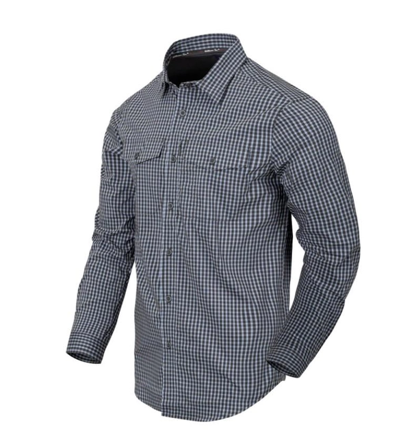 Рубашка (Скрытое ношение) Covert Concealed Carry Shirt Helikon-Tex Phantom Grey Checkered S Тактическая мужская - изображение 1