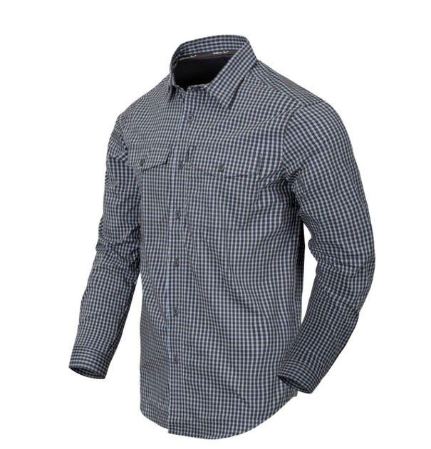 Рубашка (Скрытое ношение) Covert Concealed Carry Shirt Helikon-Tex Phantom Grey Checkered XS Тактическая мужская - изображение 1