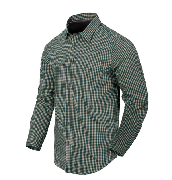 Рубашка (Скрытое ношение) Covert Concealed Carry Shirt Helikon-Tex Savage Green Checkered XS Тактическая мужская - изображение 1