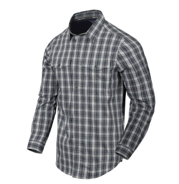 Рубашка (Скрытое ношение) Covert Concealed Carry Shirt Helikon-Tex Foggy Grey Plaid XXXL Тактическая мужская - изображение 1