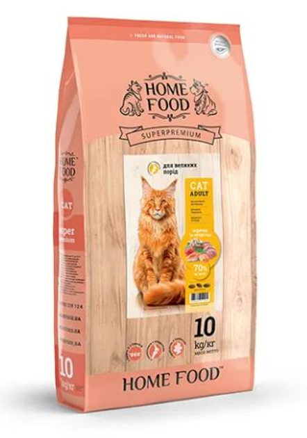 Home Food Сухой корм для крупных пород взрослых кошек "Индейка и ...
