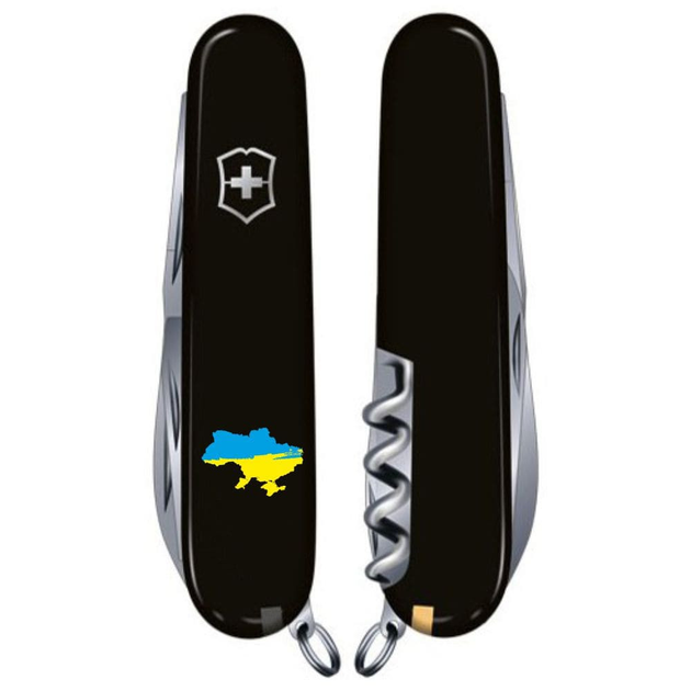 Складаний швейцарський ніж Victorinox Vx13703.3_T1166u Climber Ukraine Мапа України синьо-жовта 14 функцій 91 мм чорний - зображення 2