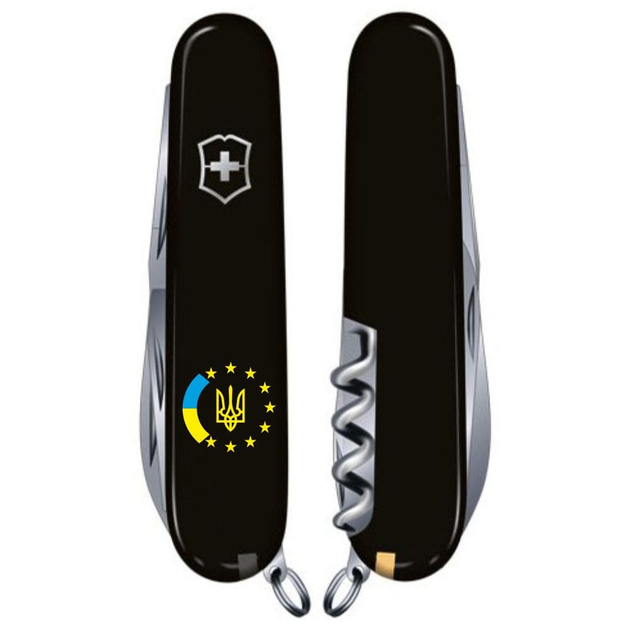 Складной швейцарский нож Victorinox Vx13703.3_T1130u Climber Ukraine Украина ЕС 14 функций 91 мм черный - изображение 2