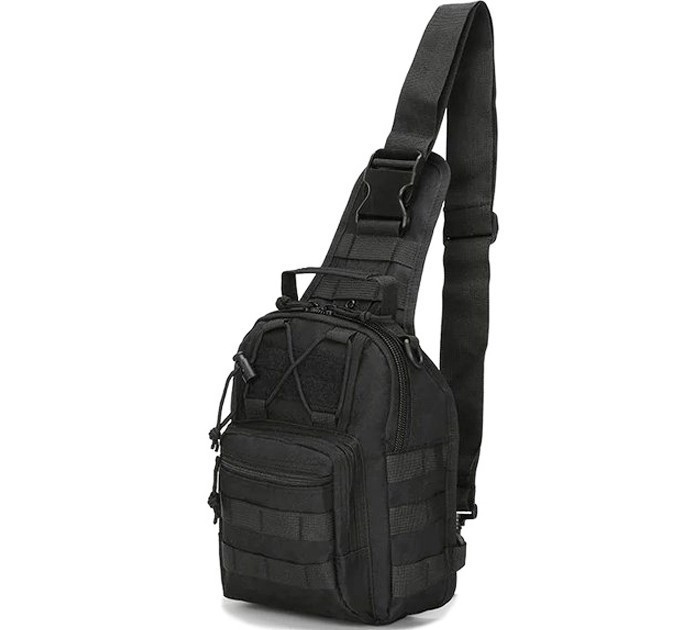 Однолямочный городской тактический рюкзак Tactical барсетка сумка с системой molle на 7 л Black (095-black) - изображение 1