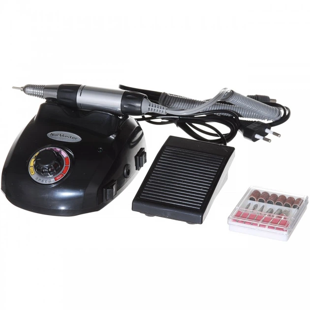 Аппарат для маникюра и педикюра Glazing Machine Nail Master 208 Black машинка на 35000 об/мин 30 ВТ ножная педаль фрезер на 6 насадок - изображение 2