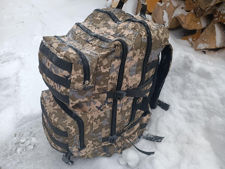 Військовий рюкзак на 60 літрів із системою MOLLE ЗСУ армійський тактичний рюкзак колір Піксель - зображення 1