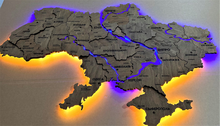 Карта України Factura з підсвіткою річок та по контуру 150х100 см ...