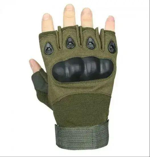 Перчатки тактические с открытыми пальцами Оливковый XL - изображение 2