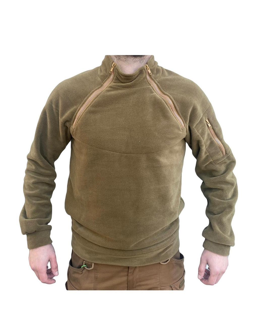 Кофта флисовая 320 г/м2 тактическая койот военная армейская с теплой подкладкой и воротником мужская XL, Пиксель - изображение 1