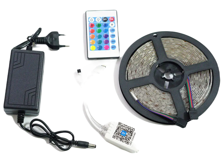 Светодиодная лента RIAS 5050 LED RGB в бухте 5м разноцветная 220V Bluetootn (3_02591) - Фото 1 Светодиодная лента RIAS 5050 LED RGB в бухте 5м разноцветная 220V Bluetootn (3_02591) - зображення 1