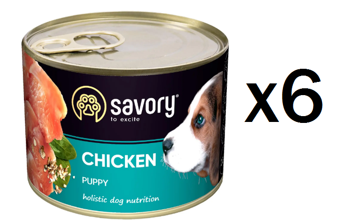 Упаковка вологого корму для цуценят Savory 6шт*200 г (курка) 30549-6шт - Фото 1 Упаковка вологого корму для цуценят Savory 6шт*200 г (курка) 30549-6шт - изображение 1