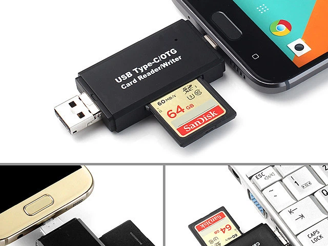 Кардридер (card reader/writer) USB 2.0 OTG/Type-C/MicroSD/MicroUSB