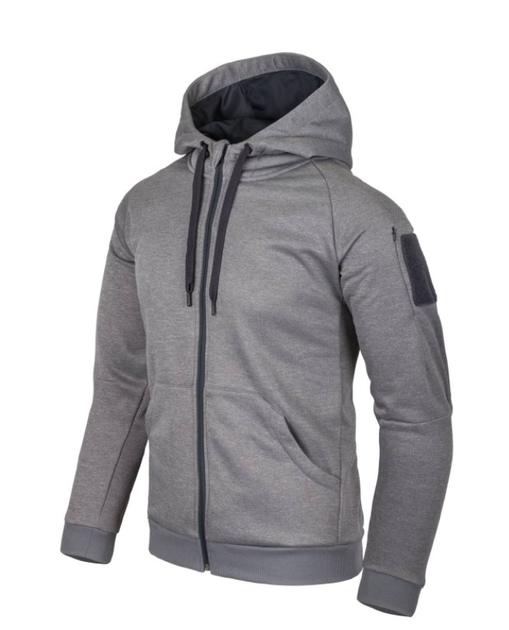 Куртка толстовка (Худи) Urban Tactical Hoodie (Fullzip) Helikon-Tex Grey Melange XL (Фулзип) Тактическая мужская - изображение 1