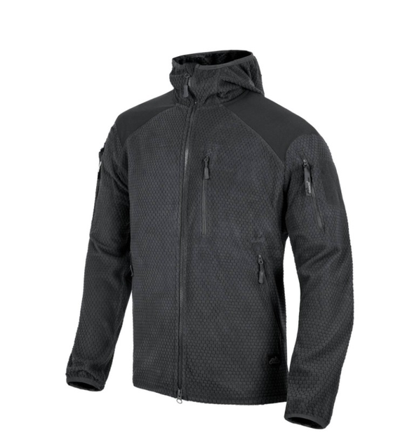 Куртка Alpha Hoodie Jacket - Grid Fleece Helikon-Tex Black XS Тактическая - изображение 1
