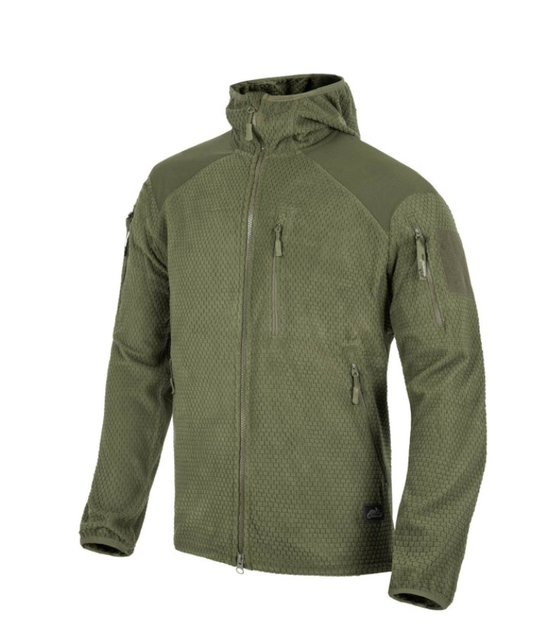 Куртка Alpha Hoodie Jacket - Grid Fleece Helikon-Tex Olive Green XXXL Тактическая - изображение 1
