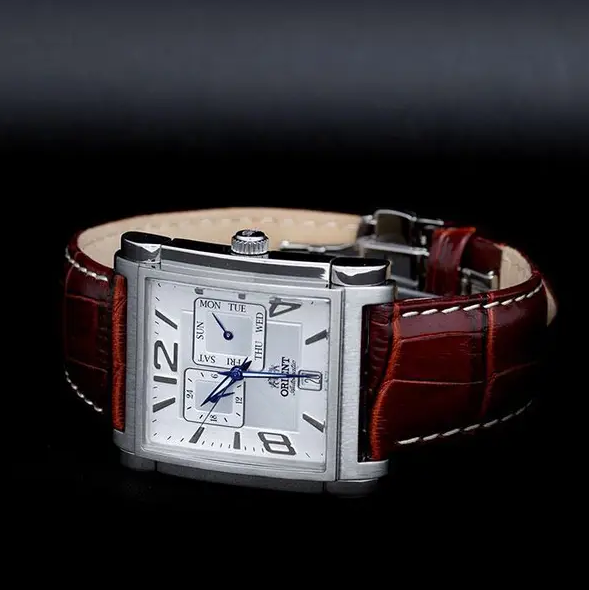 Классические Мужские часы Orient FETAC005W Серебро\Бордовый