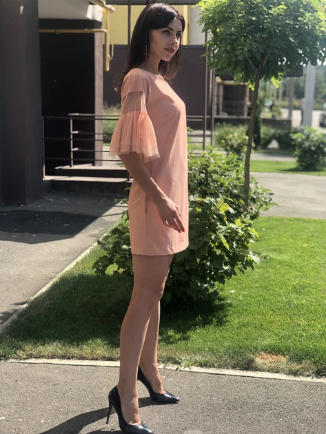 Жіноче бавовняне плаття Poliit 8404 персиковий 36 - зображення 2
